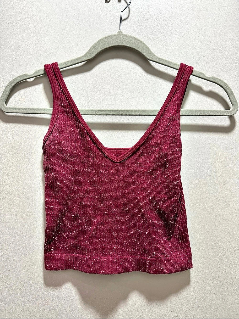 Free People Textured Tank Top in Dark Pink XS/Small